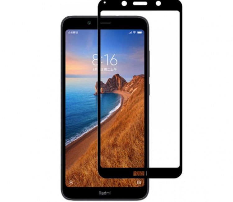 Защитное стекло 5D с полной проклейкой на Xiaomi Redmi 7A Черное, артикул 01495 — запчасть GSM28.RU