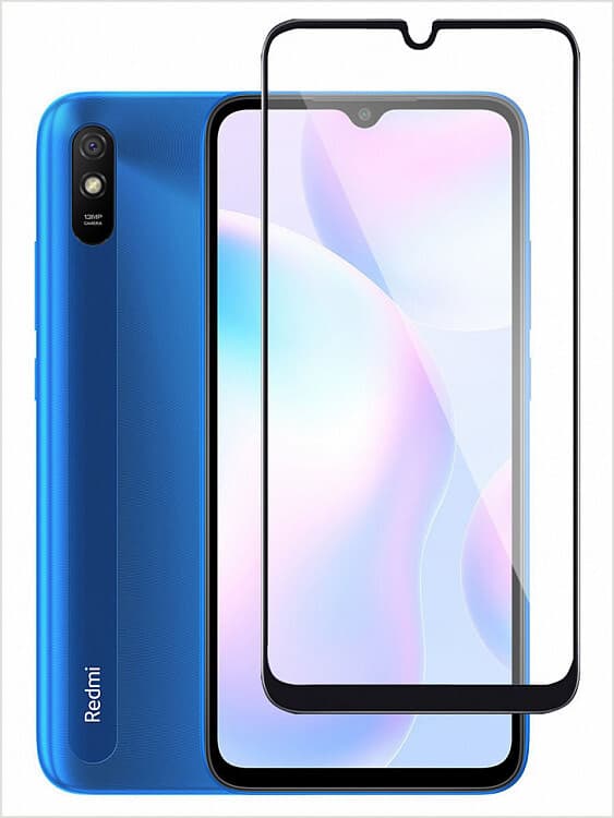 Защитное стекло 5D с полной проклейкой на Xiaomi Redmi 9A / 9C / Samsung A70 / A70s / A12 / A02 / A12s / M12 / A03s / A23 / M125 / A235 / A037 / A705 / A707 / A125 / A022 / A127 / M12 / M127 / M13 5G / M23 5G / M33 5G / Realme 5 Черное, артикул 01676 — запчасть GSM28.RU