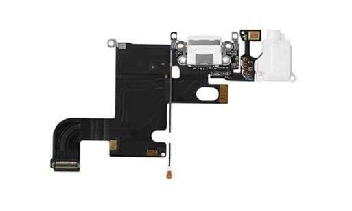 Шлейф для iPhone 6 + разъем зарядки + разъем гарнитуры + микрофон (белый), артикул 00612 — запчасть GSM28.RU