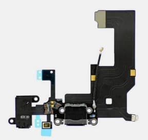 Шлейф для iPhone 5S + разъем зарядки + разъем гарнитуры (черный), артикул 00620 — запчасть GSM28.RU