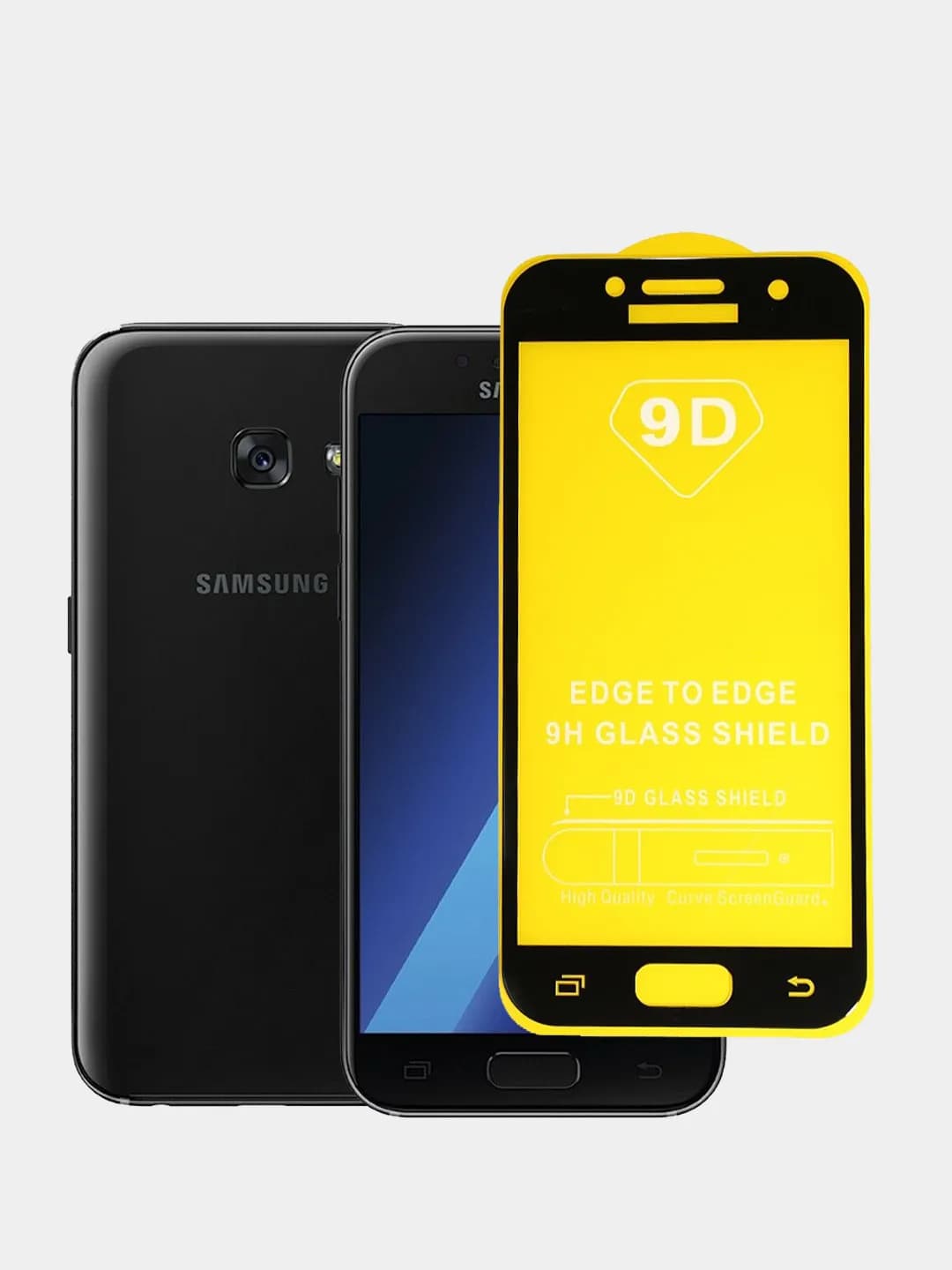 Защитное стекло 5D с полной проклейкой на Samsung A320 A3 2017 Черное, артикул 00730 — запчасть GSM28.RU