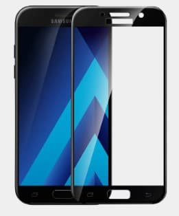 Защитное стекло 5D с полной проклейкой на Samsung A720 A7 2017 Черное, артикул 00771 — запчасть GSM28.RU
