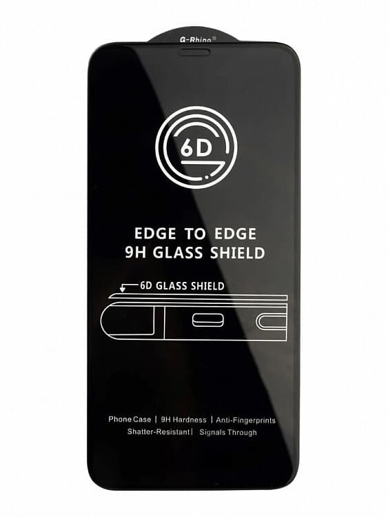 Защитное стекло 5D с полной проклейкой на iphone 12 Pro Max (6.7) чёрное, артикул 01684 — запчасть GSM28.RU