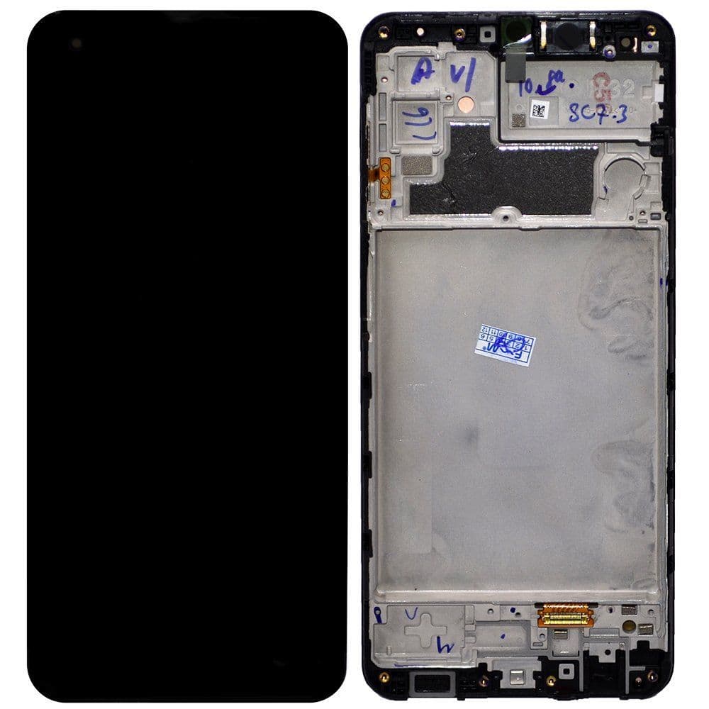 Дисплей для Samsung M325F Galaxy M32 в рамке + тачскрин (черный) OLED, артикул 02129 — запчасть GSM28.RU