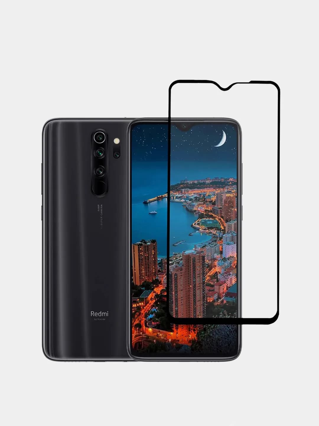 Защитное стекло 5D с полной проклейкой на Xiaomi Redmi Note 8 Pro чёрное, артикул 00569 — запчасть GSM28.RU