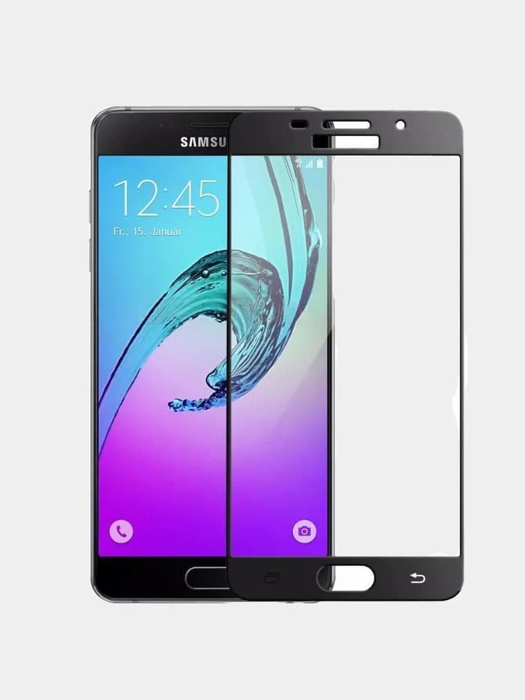 Защитное стекло 5D с полной проклейкой на Samsung A310 A3 2016 Черное, артикул 00733 — запчасть GSM28.RU