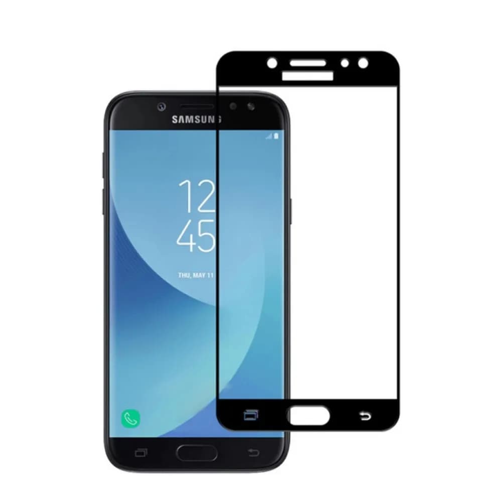 Защитное стекло 5D с полной проклейкой на Samsung J730 J7 2018 Черное, артикул 00762 — запчасть GSM28.RU