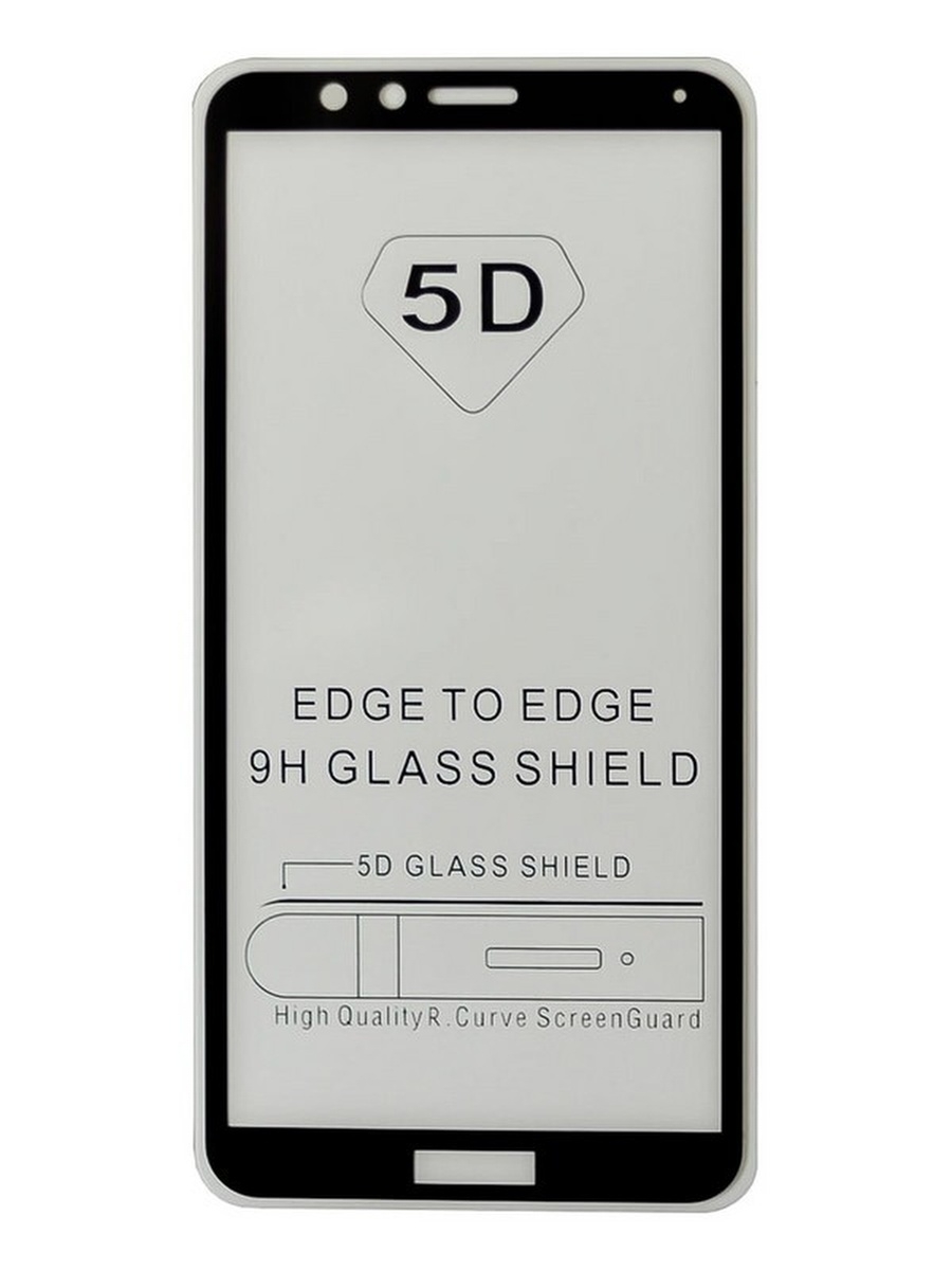 Защитное стекло 5D с полной проклейкой на Huawei Honor 7X Черное