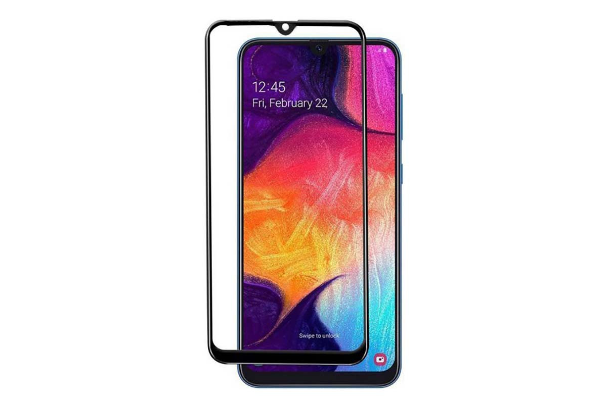 Защитное стекло 5D с полной проклейкой на Samsung A20S / A207 Черное