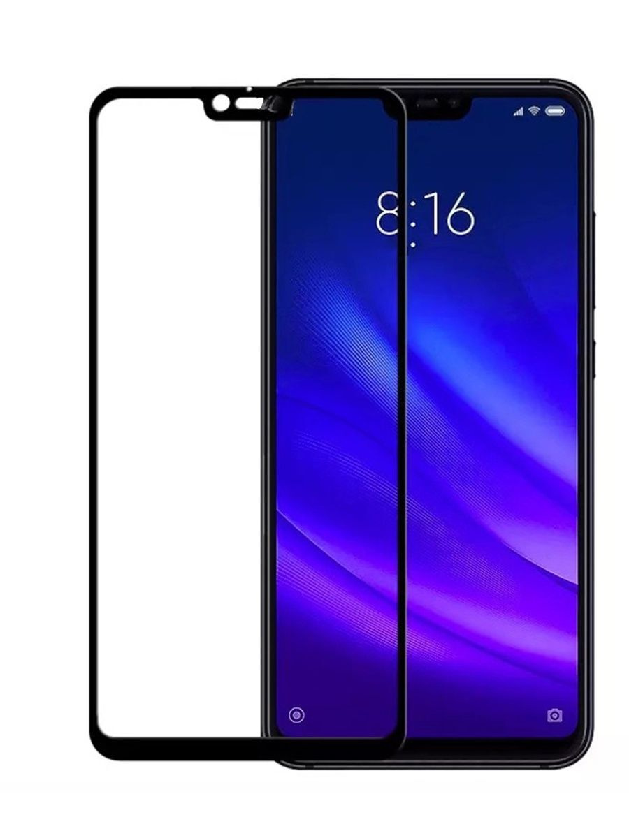 Защитное стекло 5D с полной проклейкой на Xiaomi Redmi Mi 8 Lite Черное