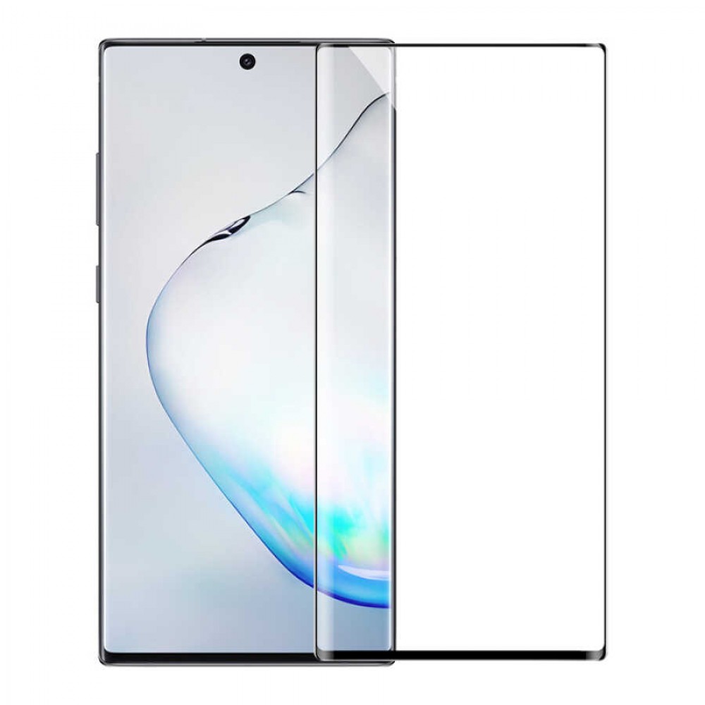 Защитное стекло 5D с полной проклейкой на Samsung Galaxy Note 10 Plus Черное
