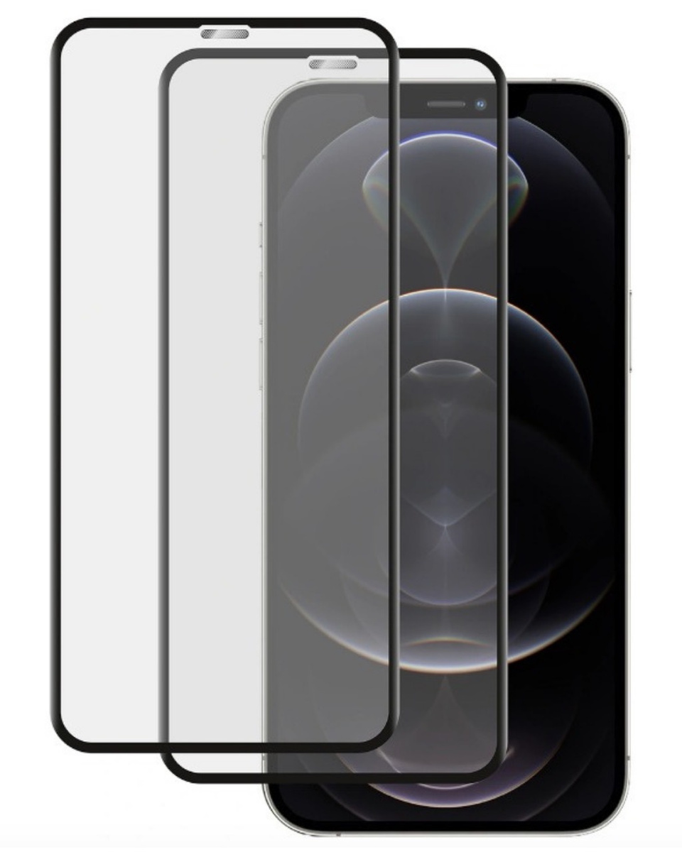 Защитное стекло 5D с полной проклейкой на iphone 12 / 12 Pro (6.1) чёрное