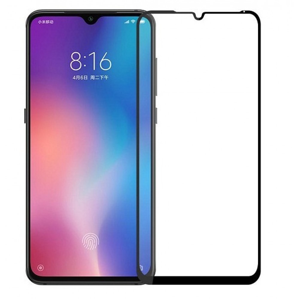 Защитное стекло 5D с полной проклейкой на Xiaomi Mi 9 Lite Черное