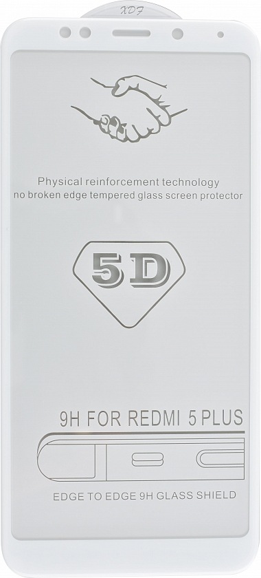 Защитное стекло 5D с полной проклейкой на Xiaomi Redmi 7A Белое
