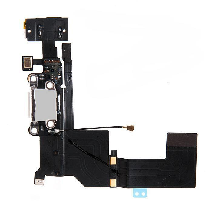 Шлейф для iPhone 5S + разъем зарядки + разъем гарнитуры (белый)